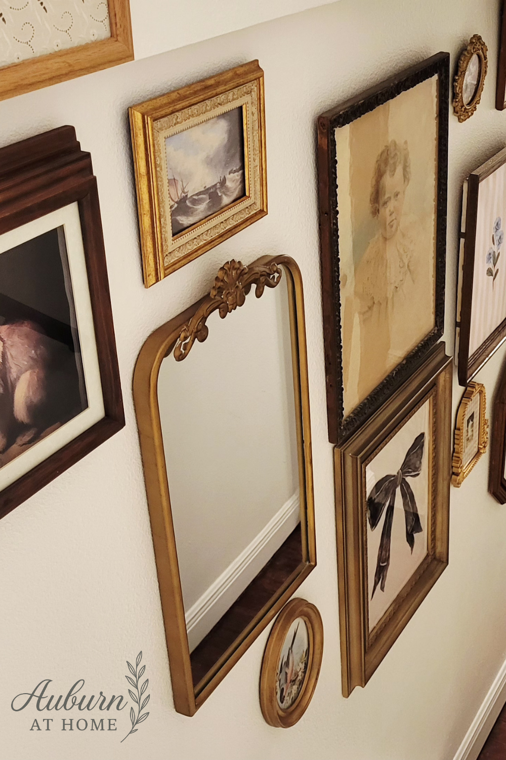 Gallery wall. Curated gallery wall with vintage frames. Farmhouse decor