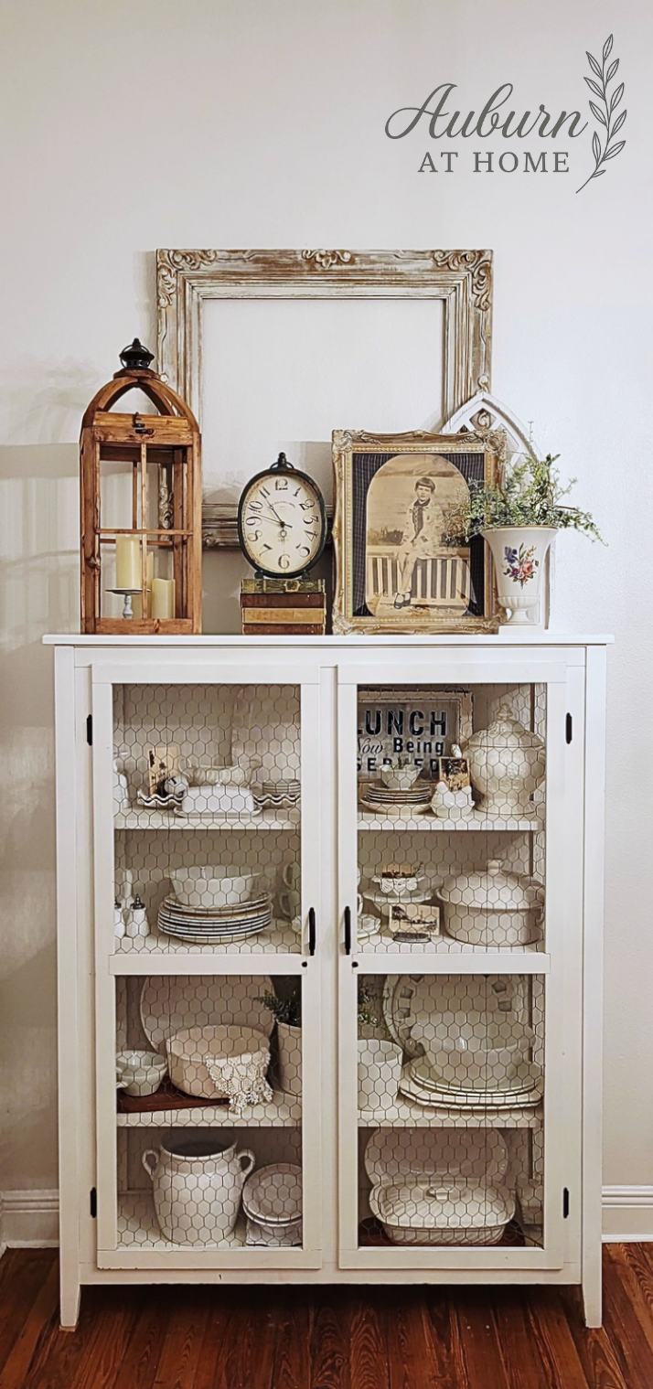 Painted cabinet. DIY painting project. Farmhouse cabinet