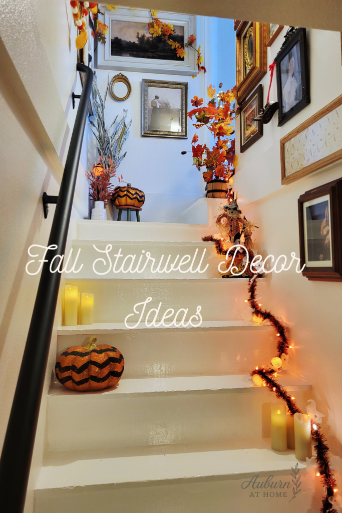 Decorating the stairwell for fall/Halloween. Seasonal decor